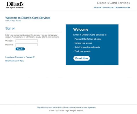 dillard's card login.